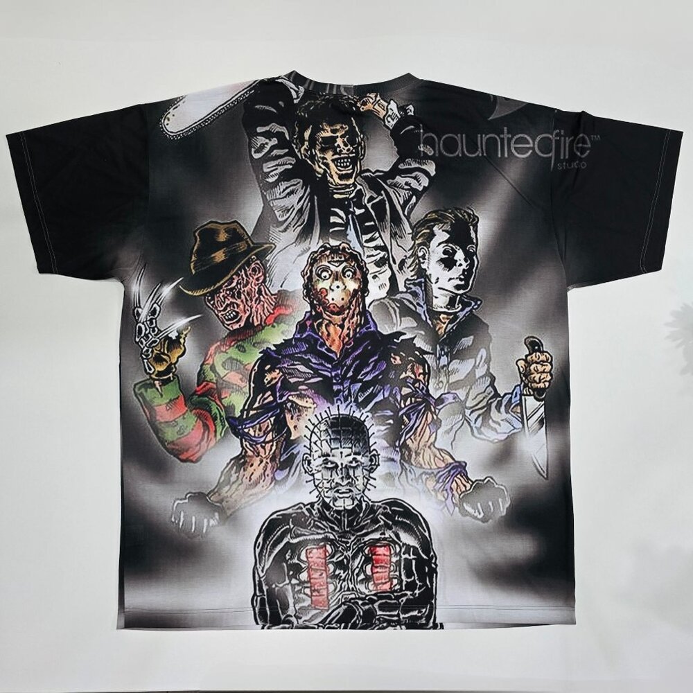 RageOn ✦ Horror Movie Icons Oversized Tee ✦ Black Double-Sided Print 5X NWT - Picture 8 of 11